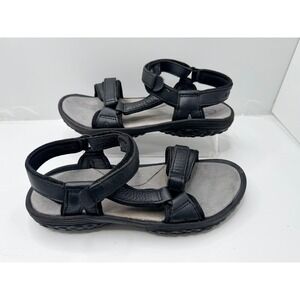Teva Womens Size 9 Black Leather Sport Sandals Adjustable Comfort Hiking